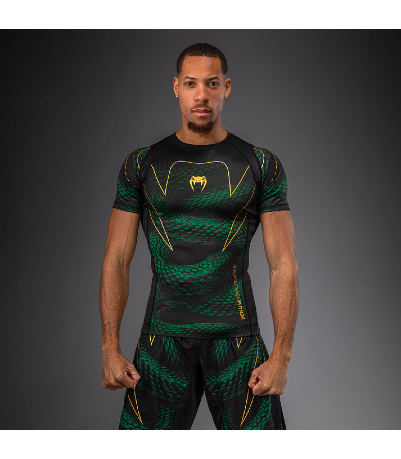 Рашгард - Venum Matupa Short Sleeve Rashguard - Black/Green/Gold​